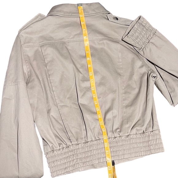 Zara Basic Cropped Bomber Jacket Womens Size Large Classic Lined Elastic Waist - Picture 11 of 11